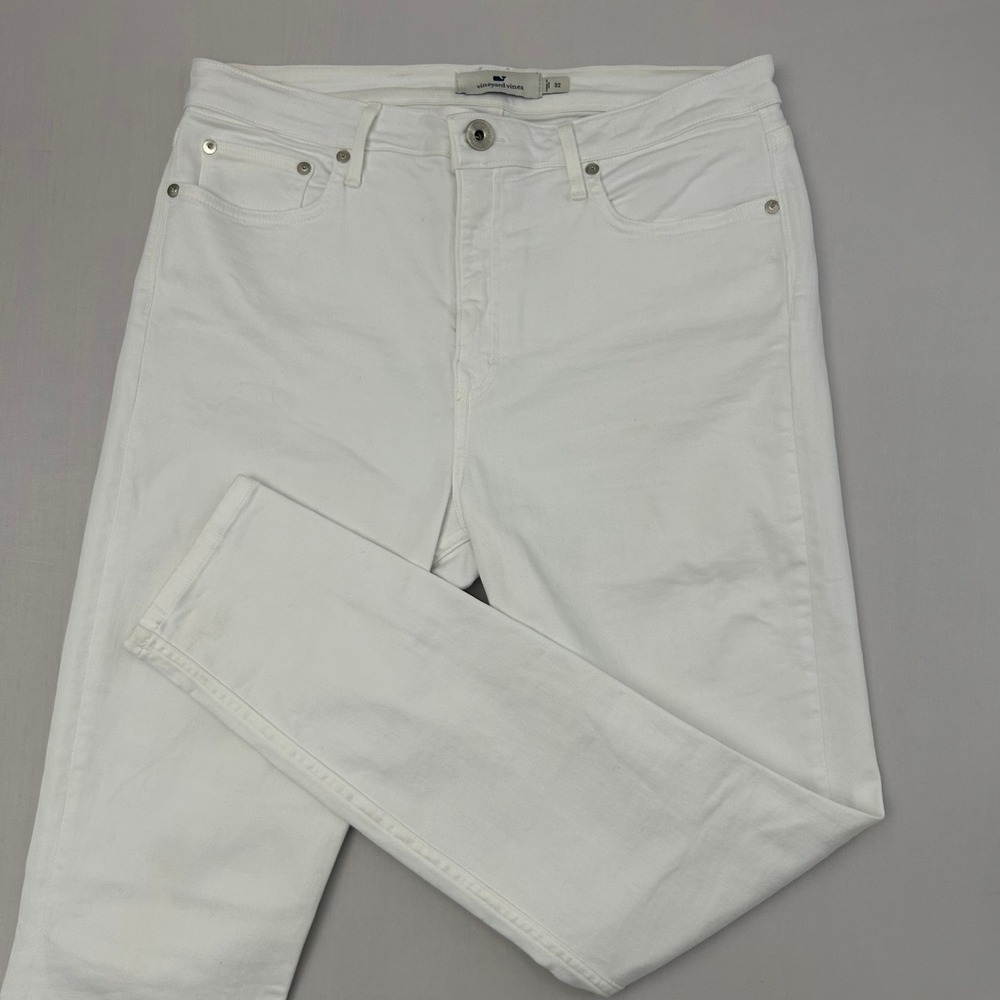 Vineyard Vines Jeans Womens 32 White High Rise Skinny Candiani Denim Stretch USA